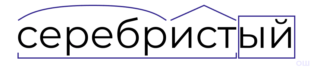 морфемный разбор слова серебристый