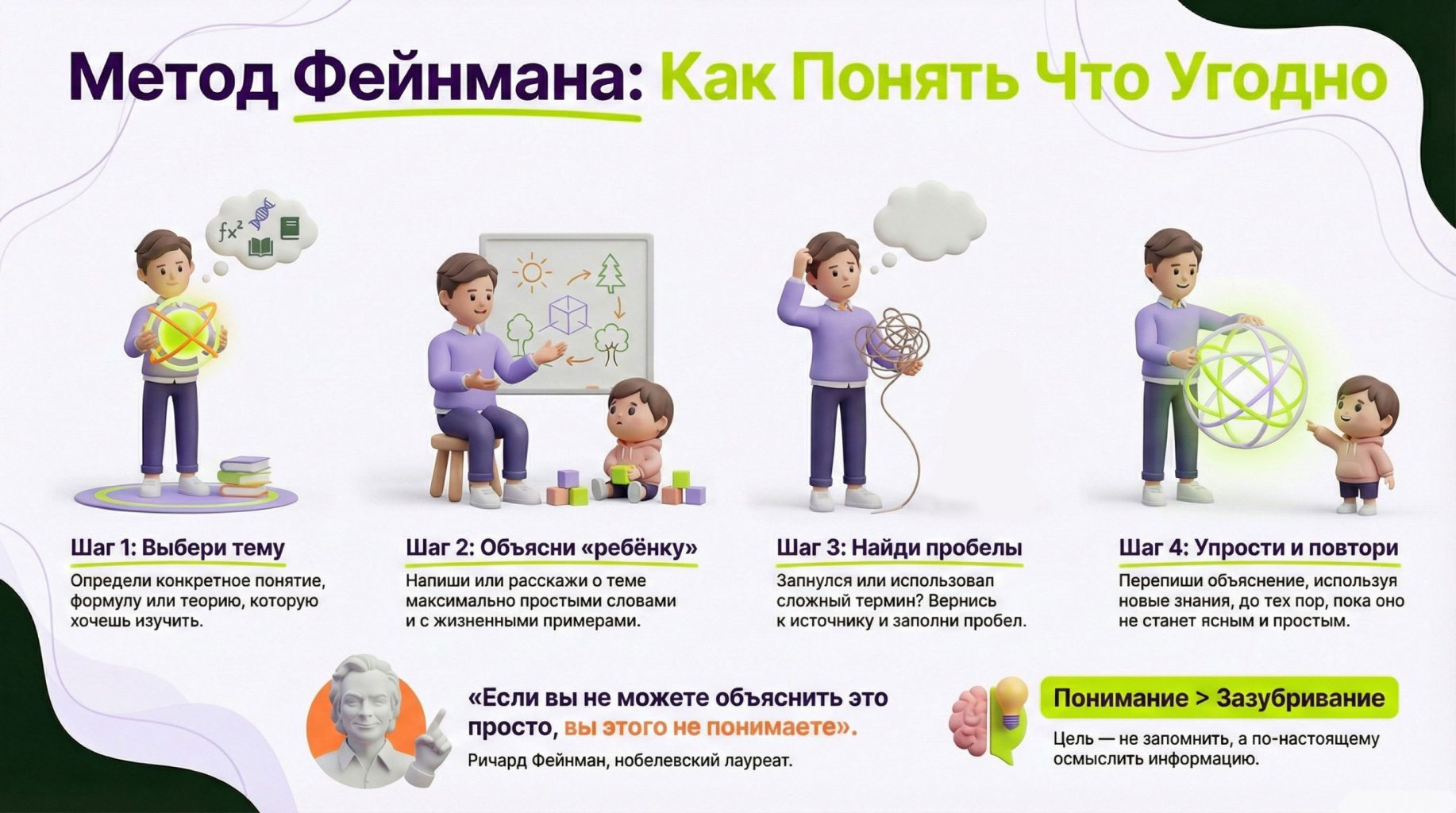 Метод фейнмана в инфографике Метод фейнмана в инфографике